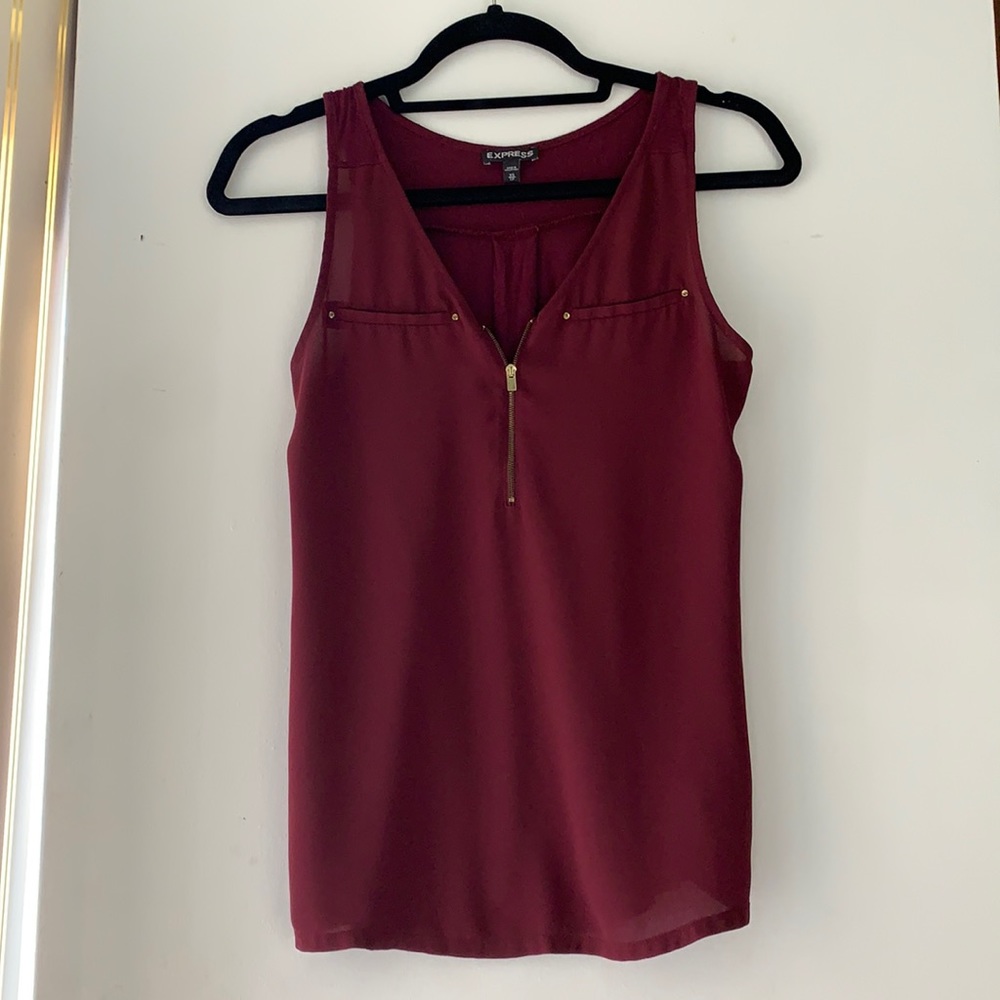 Burgundy maroon express tank with zipper front